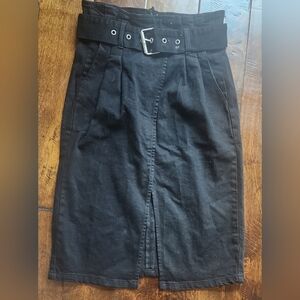 H&M Black Jeans Belted Skirt Size S